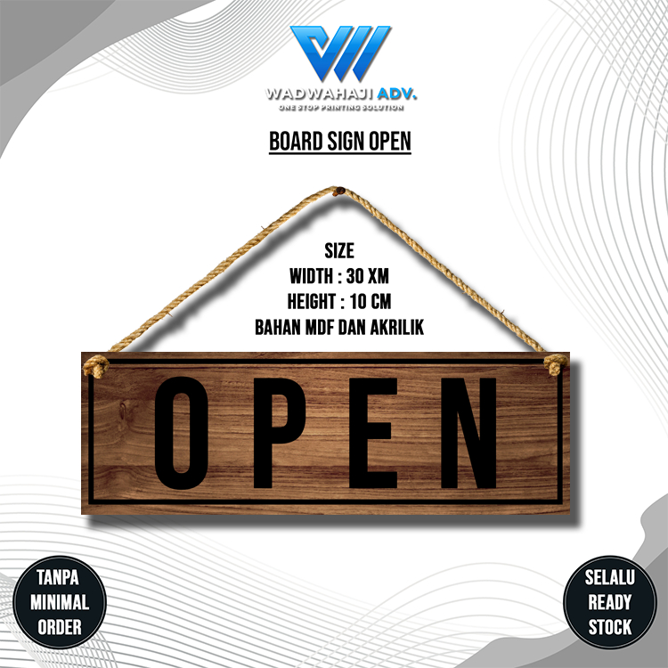 

SIGN BOARD | Papan Tulisan Open Closed Motif Kayu Aklirik papan MDF 2 Muka