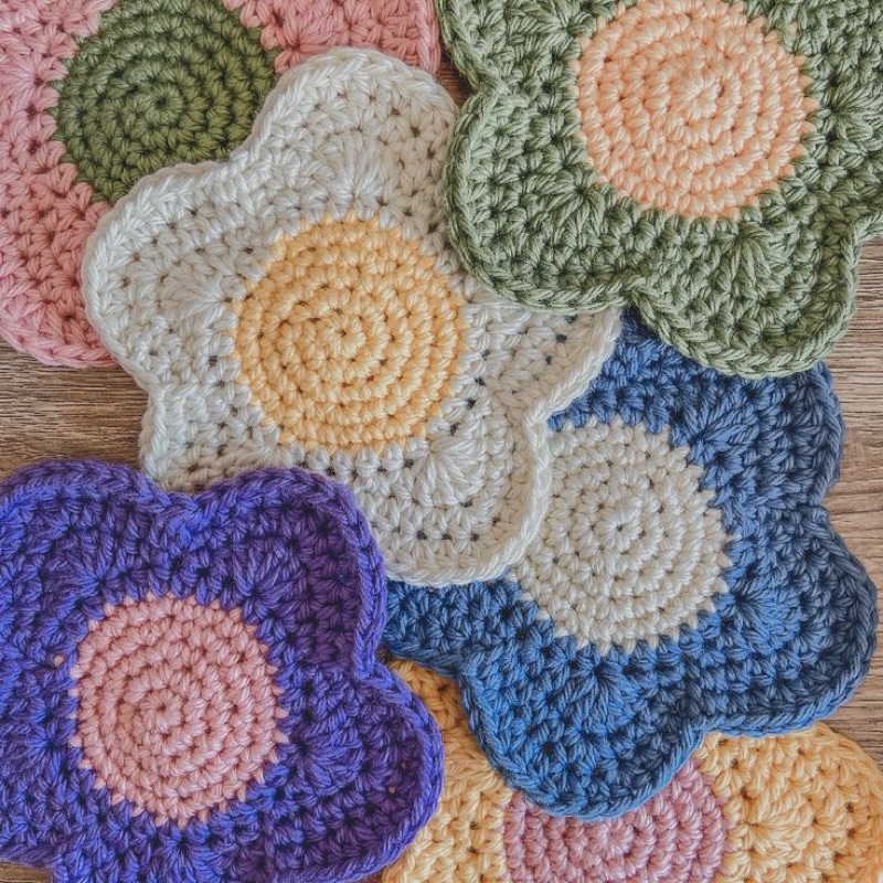 Daisy Flower Coaster Crochet / Coaster Rajut