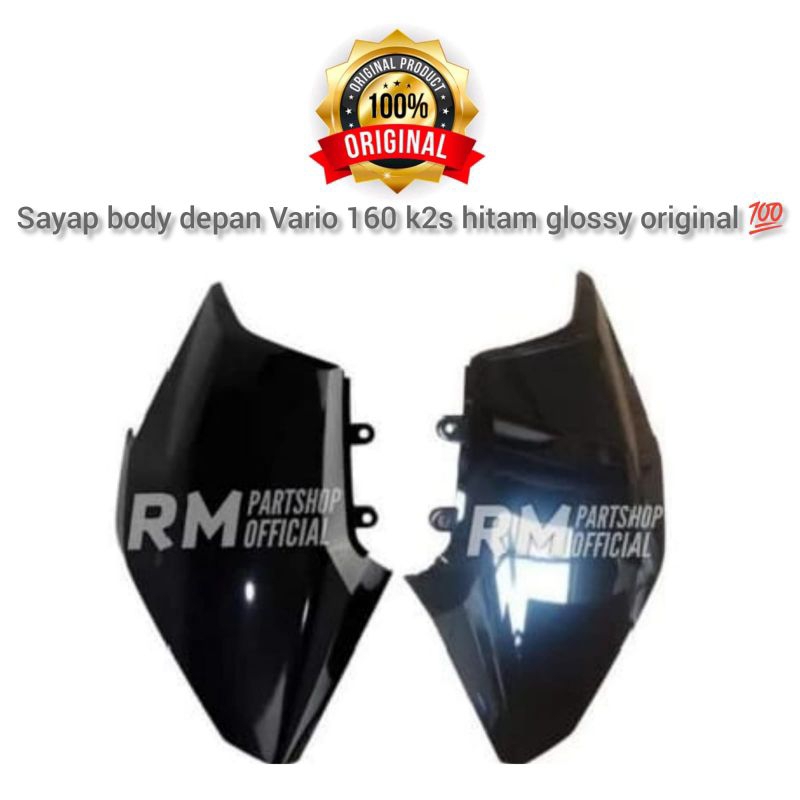 cover RL sayap depan sayap body depan vario 160 hitam glossy original