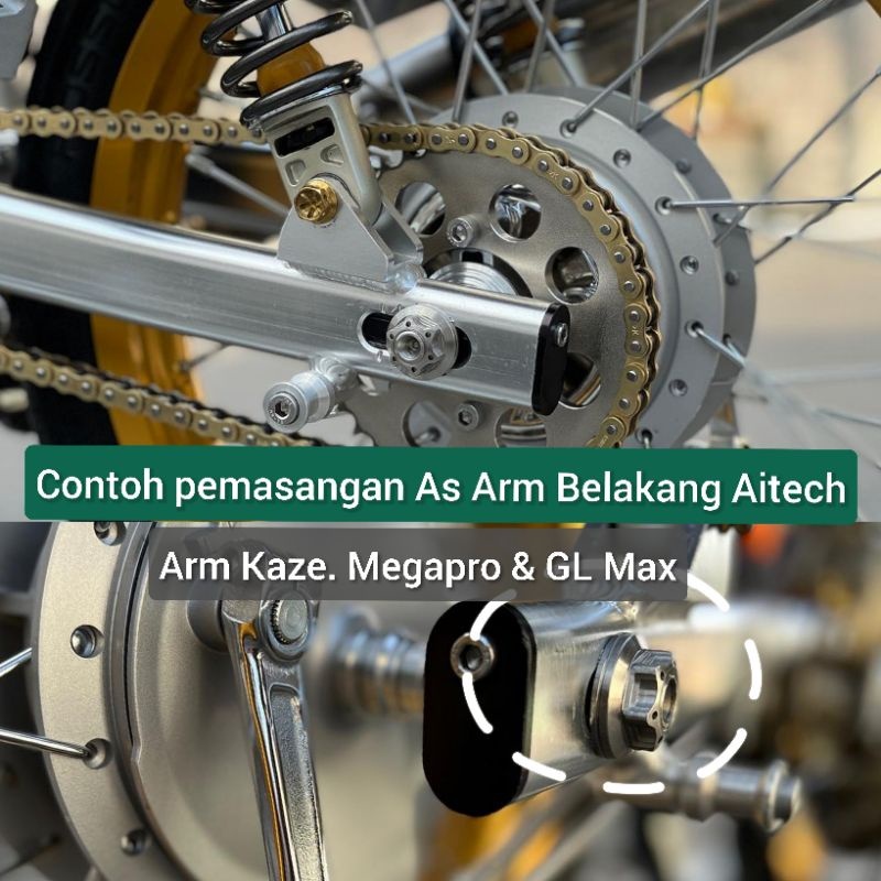 AS Stainless Stainles Ninja & Arm tengah belakang PNP Kaze. Megapro. GL Max / Aitech