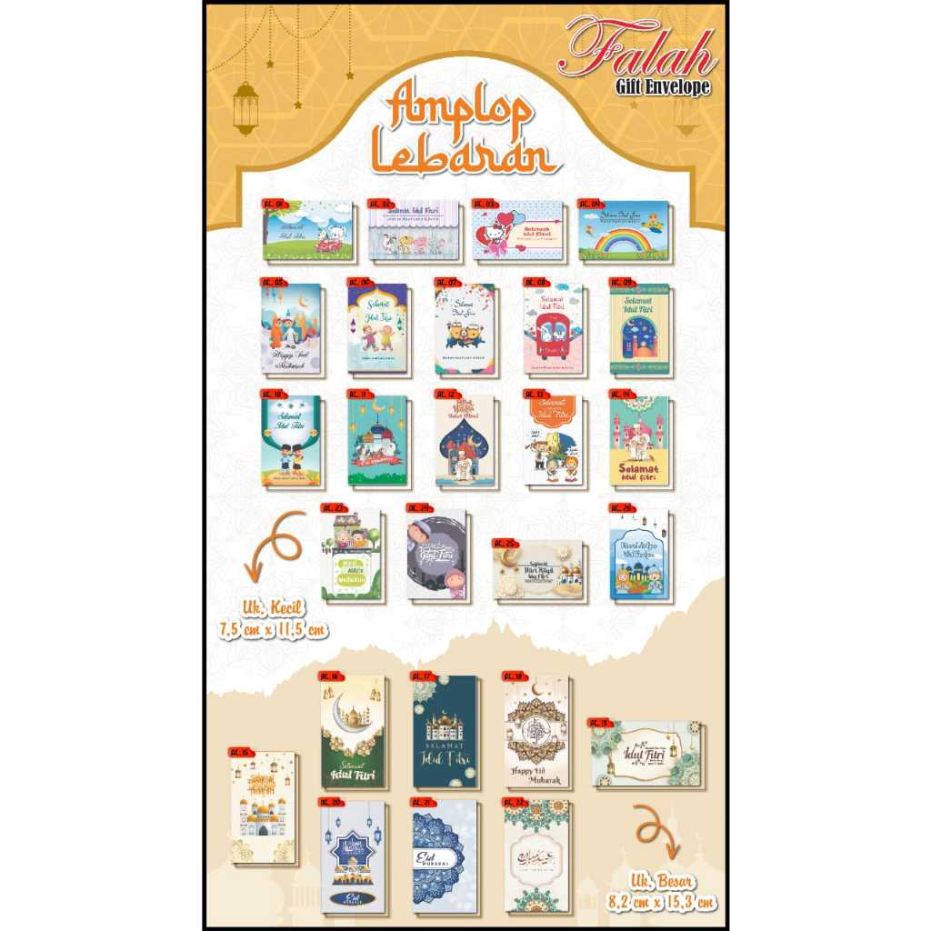 

[50Pcs] Amplop Angpau Uang Lebaran Idul Fitri Falah Harga Murah