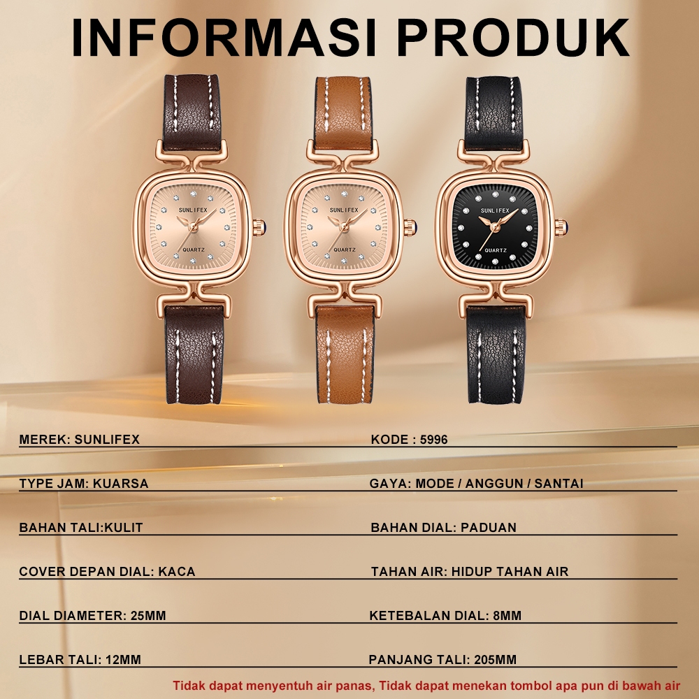 Sunlifex Jam Tangan Wanita Original Korea Retro Anggun Kuarsa Berlian Jam Tangan Cewek-8