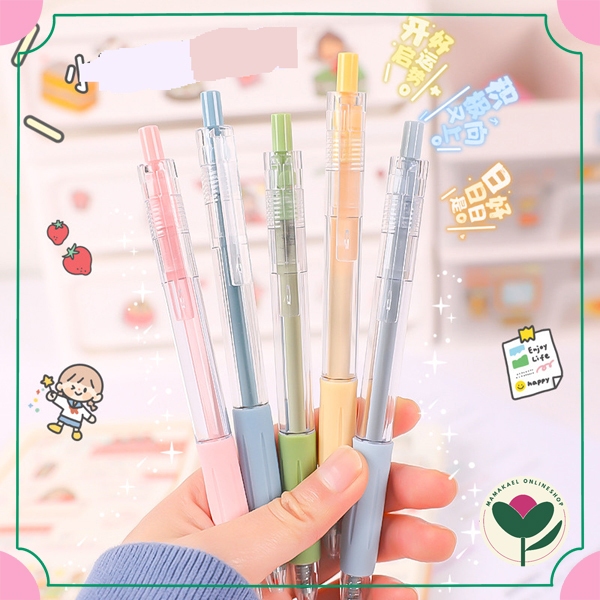 

Pulpen transparan warna macaron pastel minimalis aesthetic lucu cute simple tinta hitam MK1309
