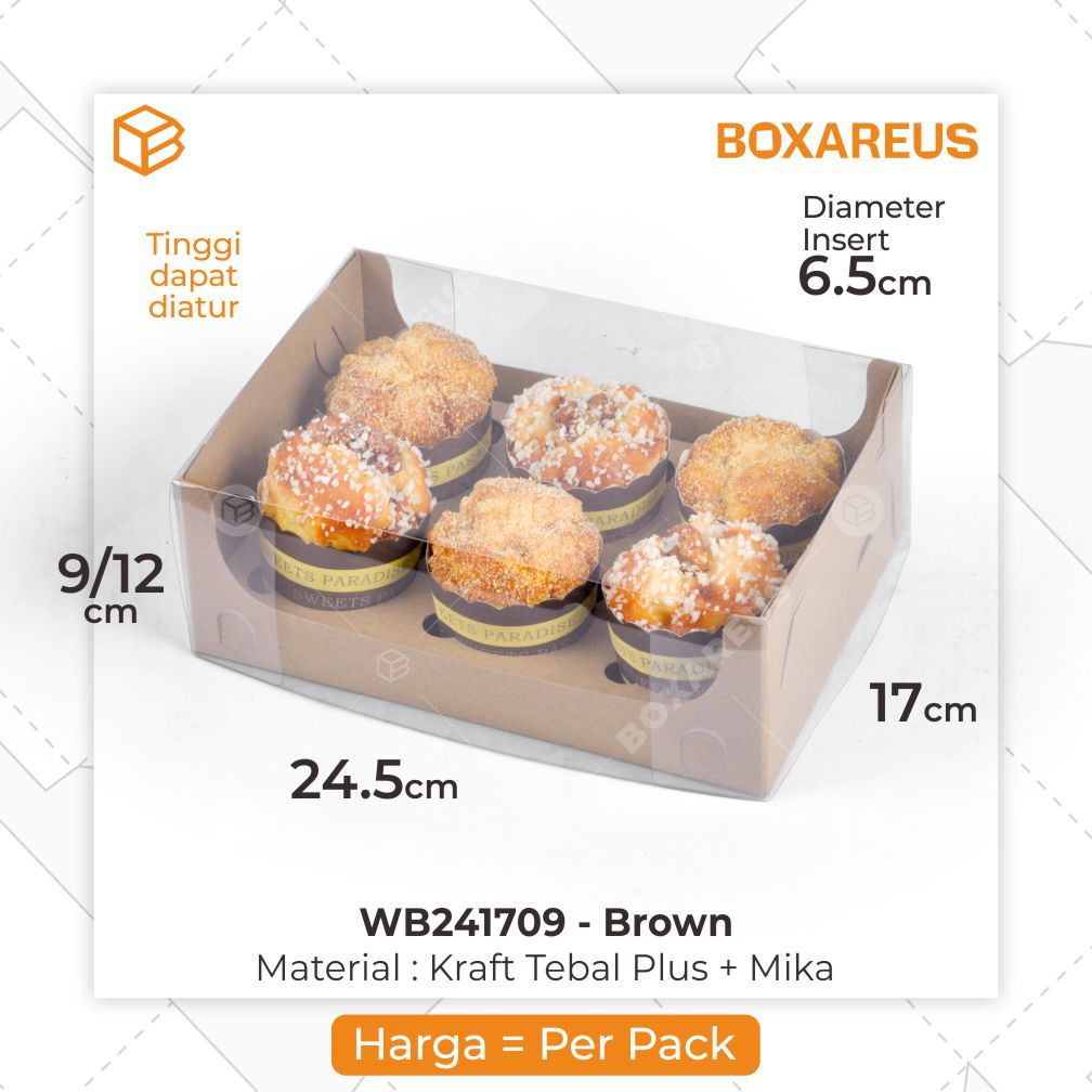 

BOX CUPCAKE ISI 6 - Packaging Muffin Kotak Bolu Kue Roti | WB241709 (10 pcs)