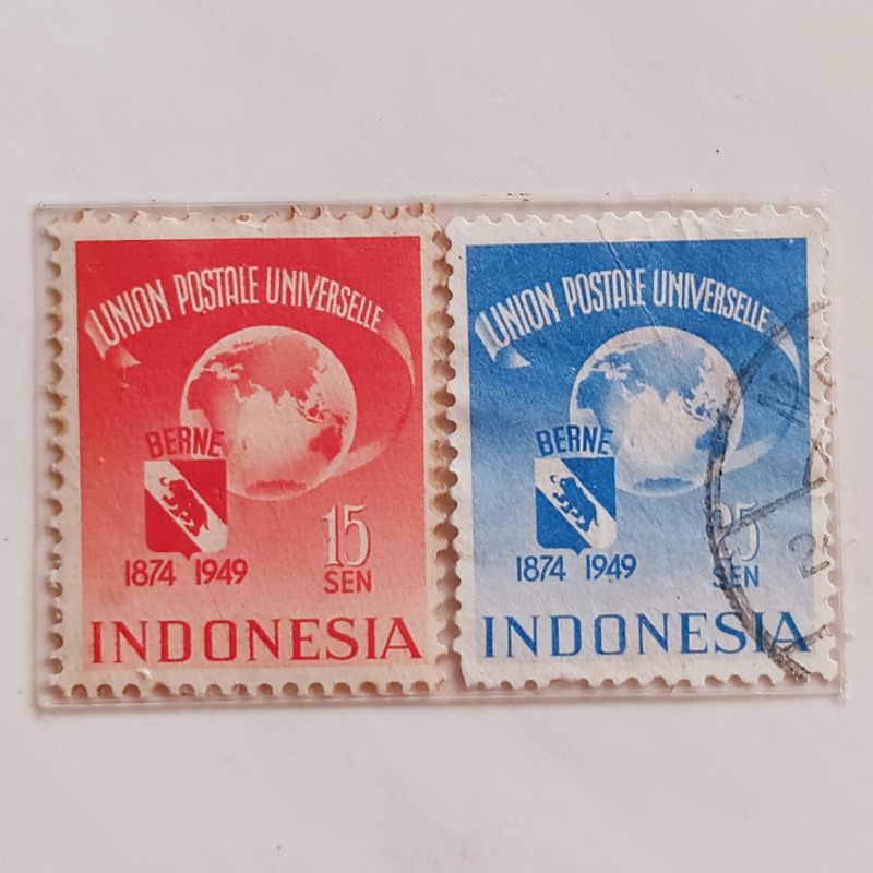 

(AC) Perangko Indonesia 1949 75 Tahun UPU Set Lengkap 2pcs Mint & Used