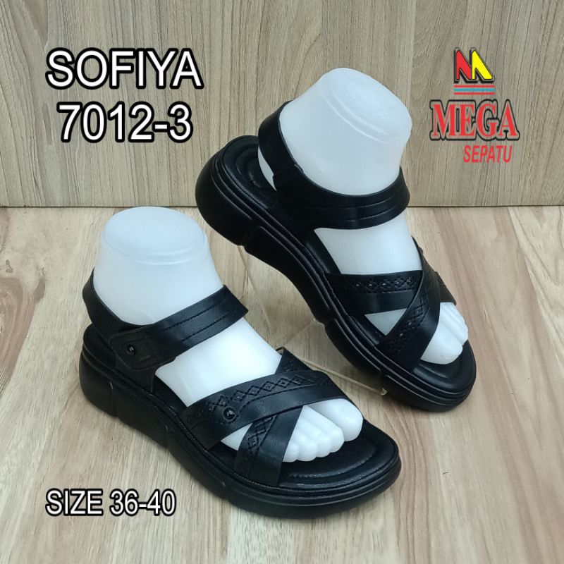 SANDAL LET WANITA TERBARU TINGGI ALAS 4CM MEREK SOFIYA 7012-3 HITAM