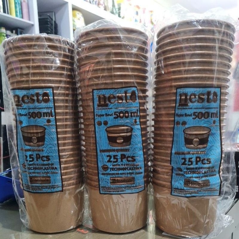 Paper Bowl Kraft Coklat 500 ML