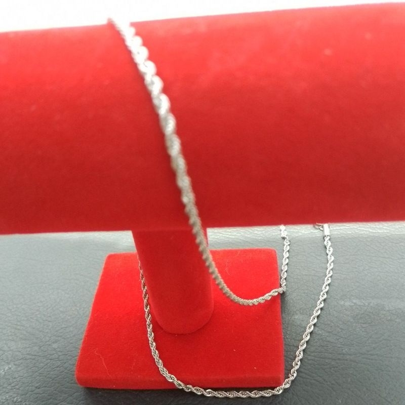 TKP50 Kalung Titanium Model Tambang Sedang Warna Emas Putih