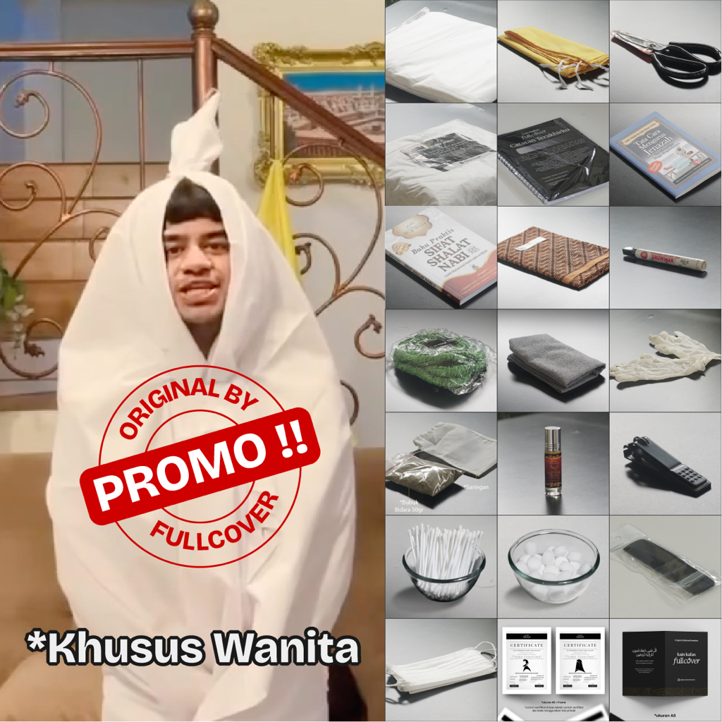 PAKET KAIN KAFAN WANITA LENGKAP 1 SET MURAH BERKUALITAS UNTUK JENAZAH