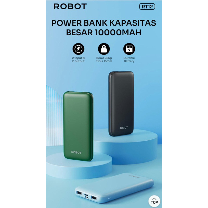 POWERBANK ROBOT 10000MAH RT12 ORIGINAL 100%