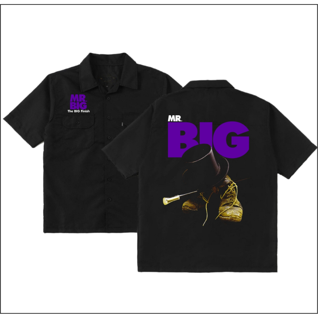 Morning Kemeja Pria Hitam Vintage Mr big– Workshirt Casual Distro Streetwear