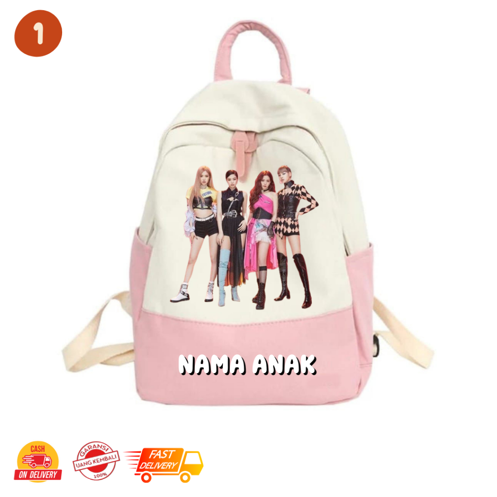 MamacaBagz / Black Pink - Tas Ngaji Anak - Tas Anak Muslim - Tas Ransel Custom Anak - Tas Ransel Ana