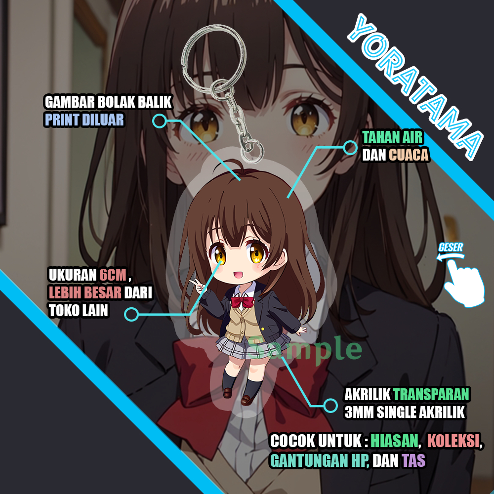 Gantungan Kunci Sayu Ogiwara Higehiro, Keychain Anime Lucu