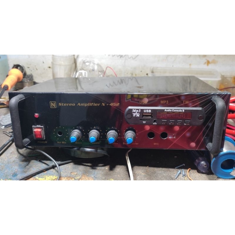 POWER AMPLIFIER RAKITAN 5A CT32 150WATT SETEREO Volume,Treble,Bass,Subwoferr + BLUETOOTH Tanpa MIC