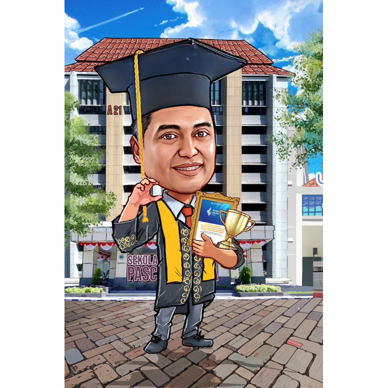 (1 HARI JADI) karikatur digital / kartun / kado ulang tahun / kado sertijab / kado untuk dosen