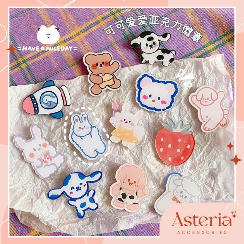 Pin Akrilik A020 - Pin Peniti Cute Premium Lucu Bros Aksesories Tas Baju Boneka - Pin Akrilik Murah 