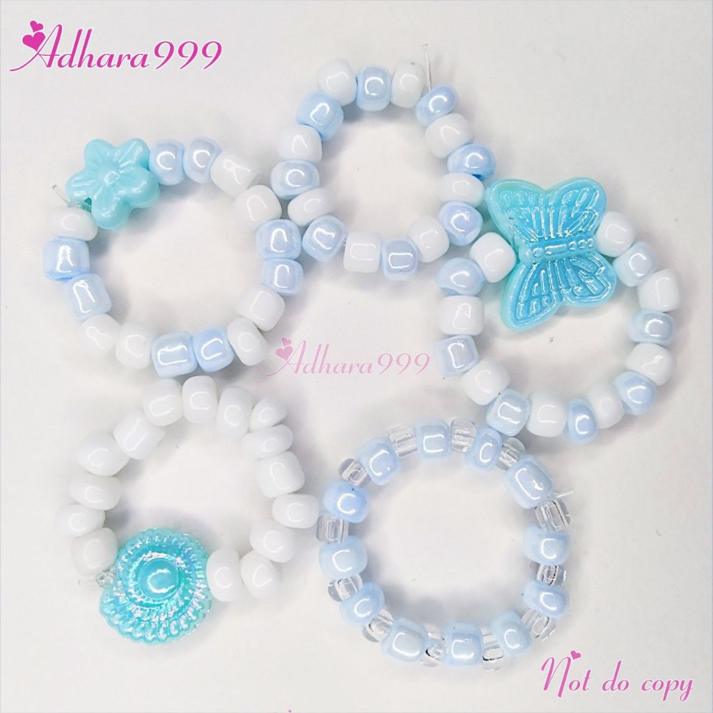 [5PCS] Beads Ring Aesthetic - Cincin Manik Manik - Cincin Manik KPOP Korean Fashion - Cincin Set