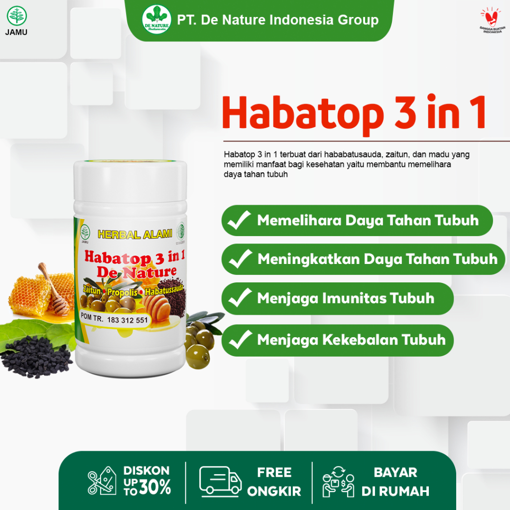 Obat Herbal Alami Habatop De Nature Kolesterol Tinggi, Darah Tinggi, Jantung, Hipertensi, Diabetes