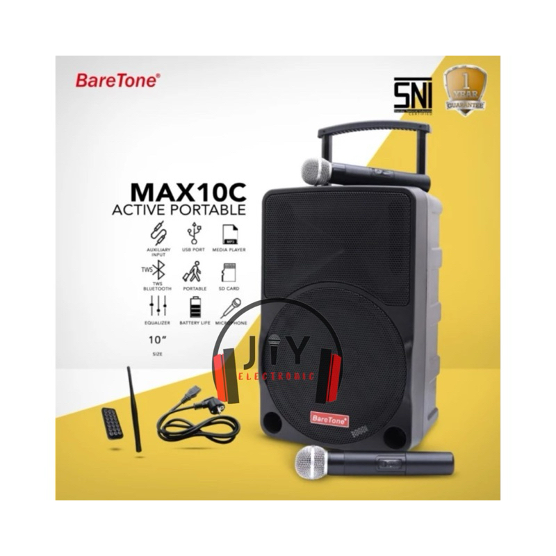 Speaker Portable Wireless Baretone 10 inch MAX10C MAX 10C Max-10C