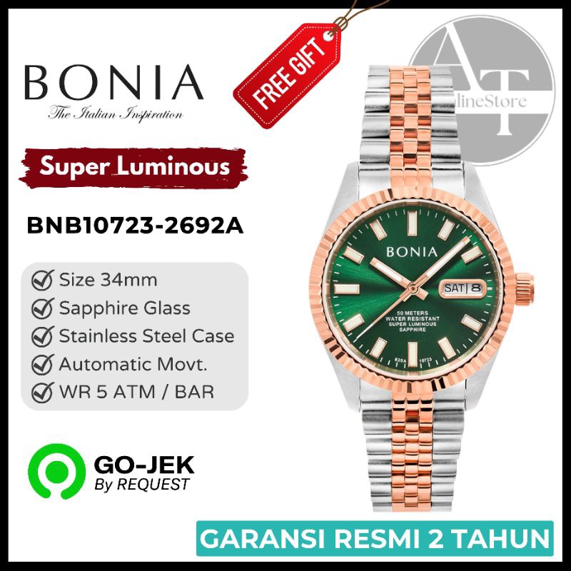 Jam Tangan Wanita Automatic Bonia B10723-2692A BNB10723 Sapphire ORIGINAL Resmi
