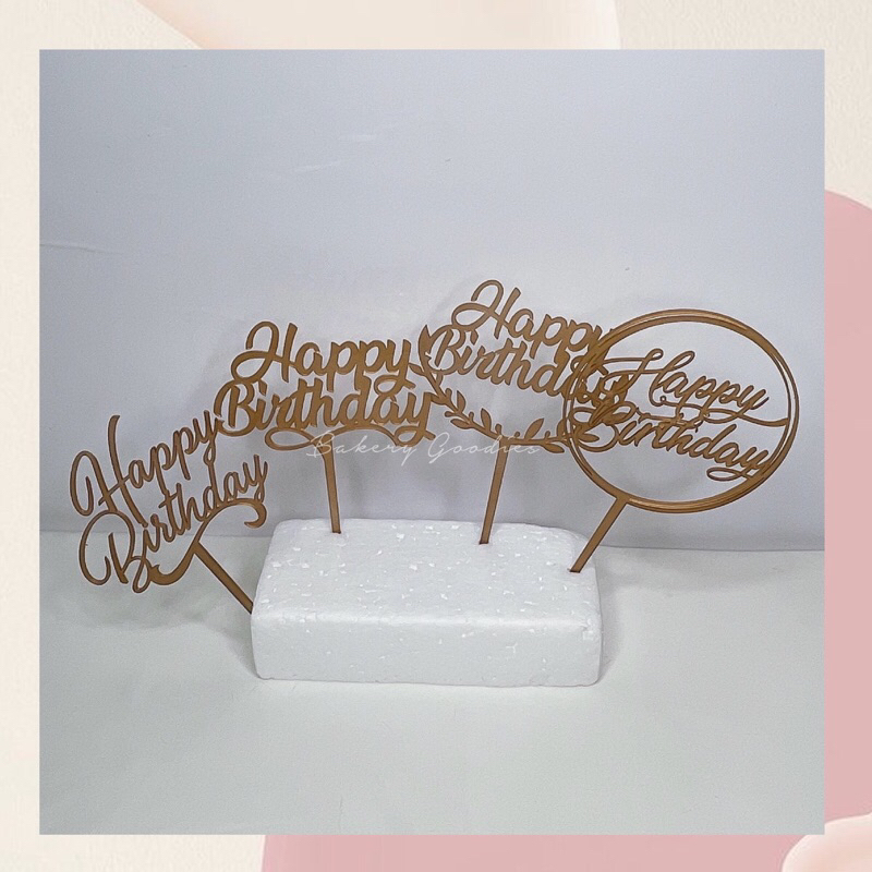 

Cake topper tusukan kue selamat ulang tahun happy birthday acrylic akrilik emas size M