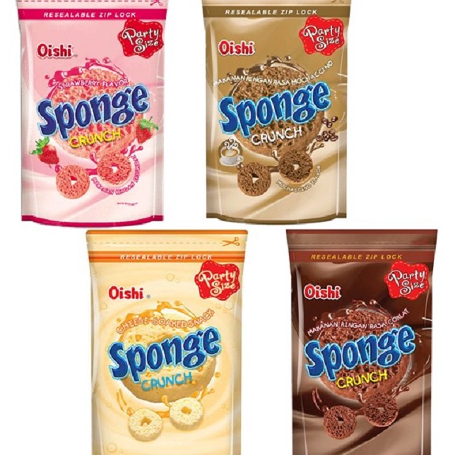 

Mau Hemat idJj8J3 Oishi Sponge Crunch Mochacino Choclat keju chese strawberry 1gr