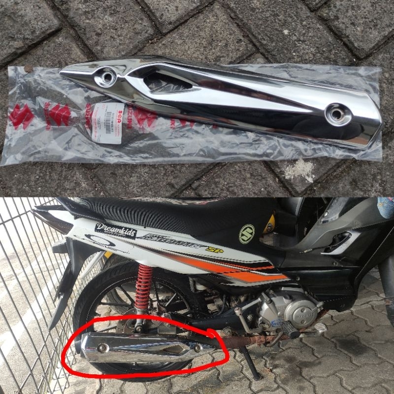 Cover muffler tameng knalpot suzuki shogun 125 FL RR SP ori sgp