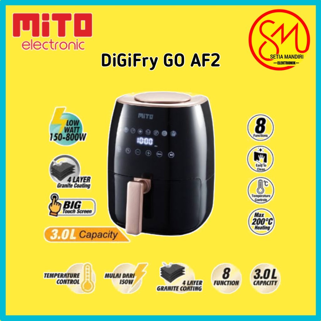 MITO Air Fryer Go AF2 Low Watt 3L Mesin Penggoreng Tanpa Minyak