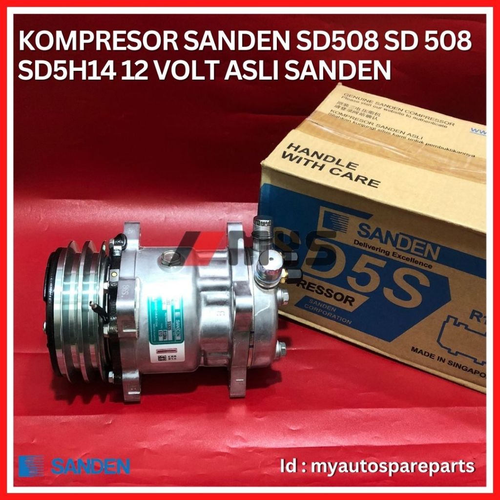 COMPRESSOR AC Mobil Sanden SD508 SD 508 SD5H14 12VOLT 12V KOMPRESOR ASLI SANDEN