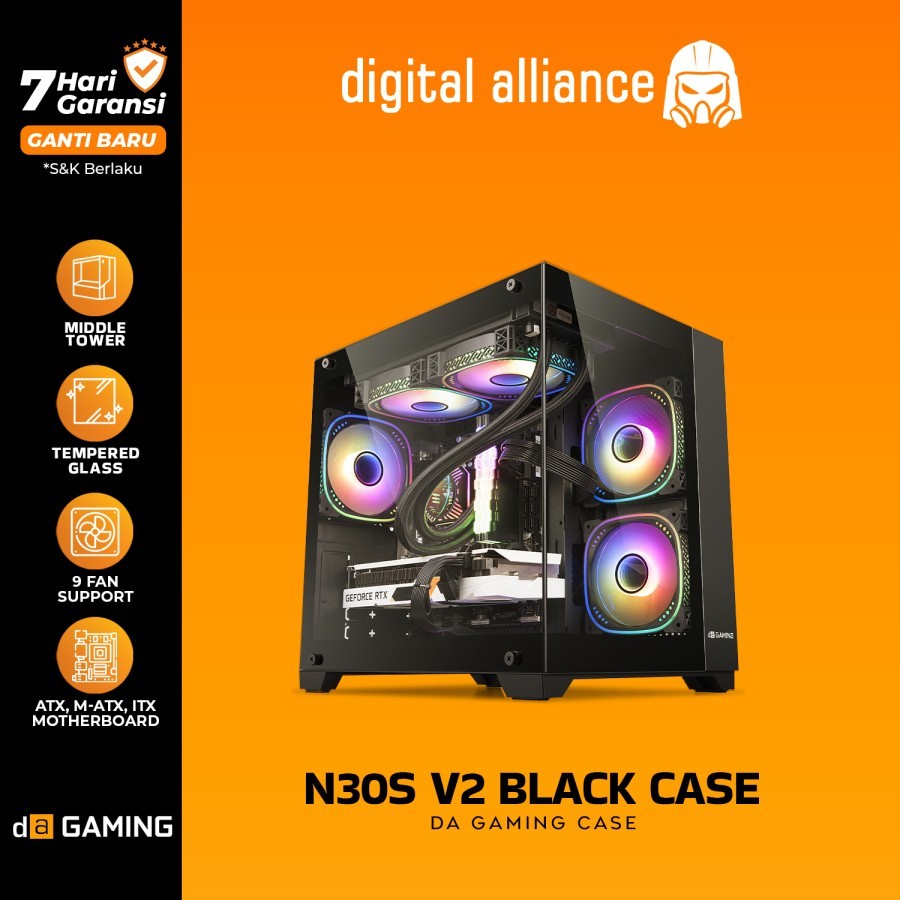 Digital Alliance N30S V2 Casing Case PC Komputer Gaming M-ATX ITX Black