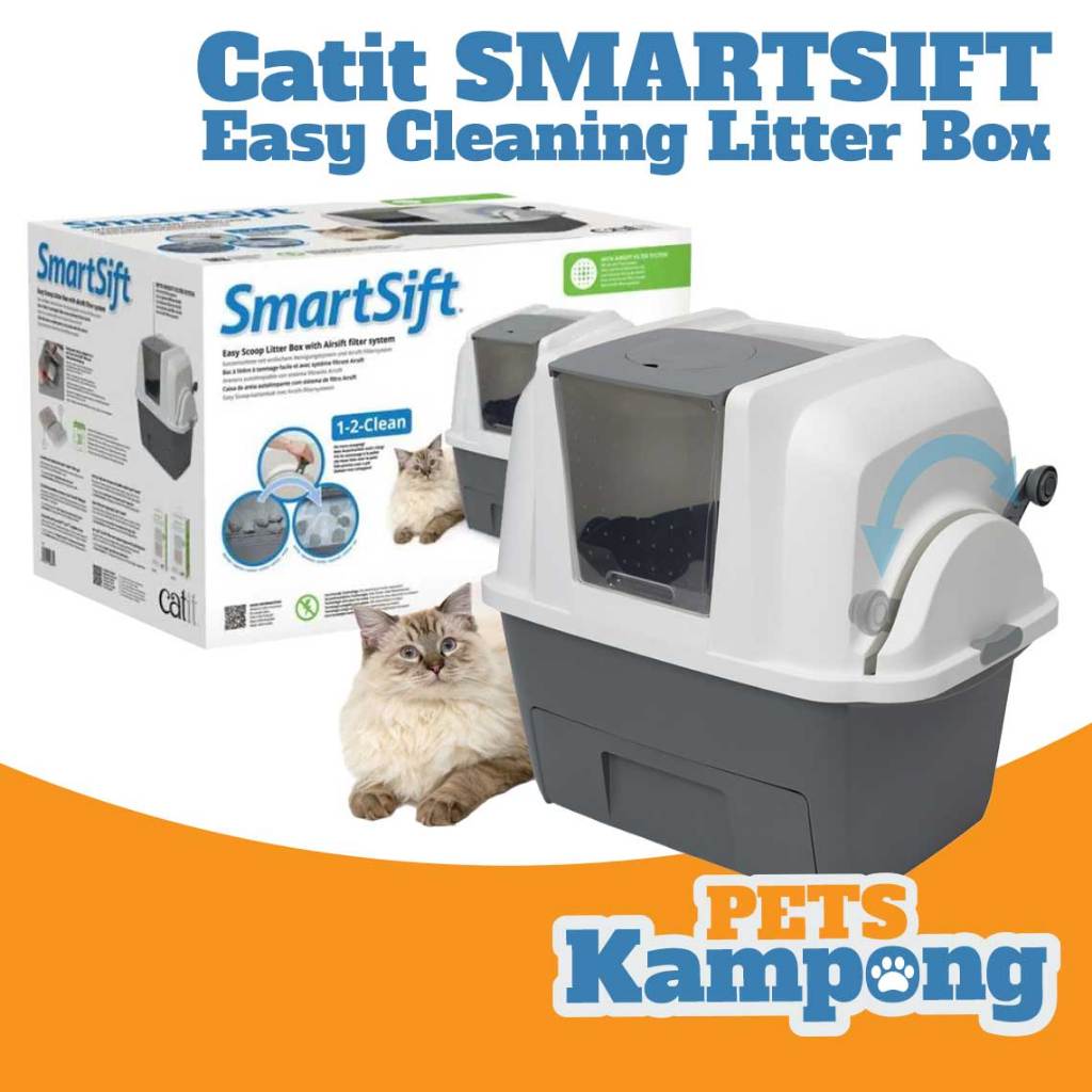 Catit - Bak kotoran kucing toilet kucing tinggal flush Catit smartsifting cat pan 50685