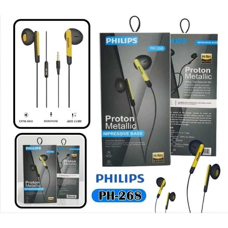 (METTA) HF HEADSET PHILIPS PH-268 PROTON METALIC BASS KUALITAS BAGUS