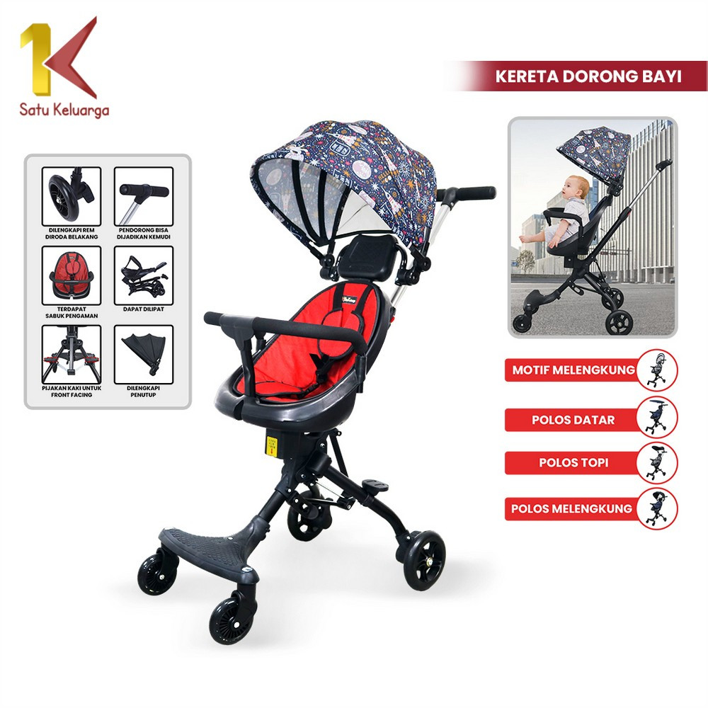 Satu Keluarga Stroller Lipat Travelling C540  Kereta Dorong Roda 4 Dengan Kanopi Perlengkapan Bayi M