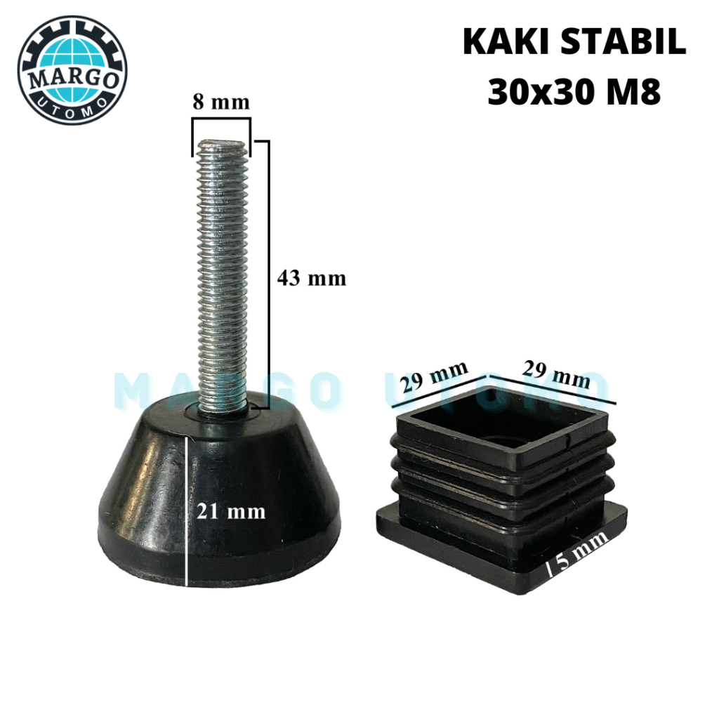Adjuster Karet Kaki Stabil Kursi Meja Hollow Holo 3x3 30x30 M8