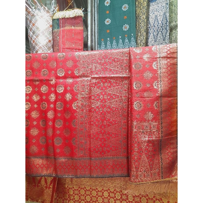 semi Songket Palembang/songket mesin palembang warna merah