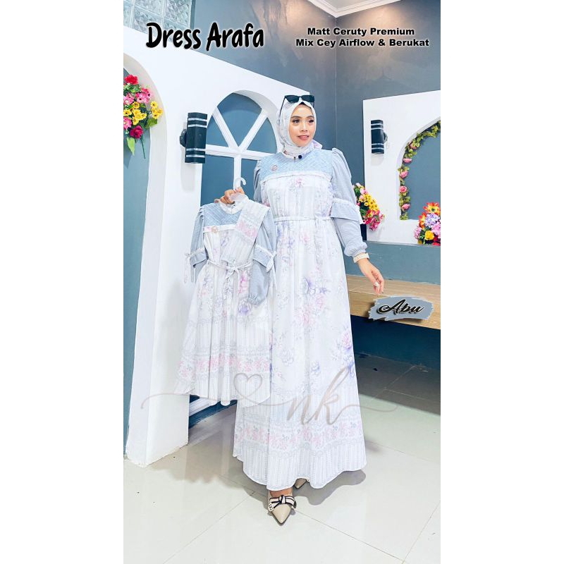 Gamis Arafa Set Hijab Couple Ibu dan Anak ORI NK Nazwa