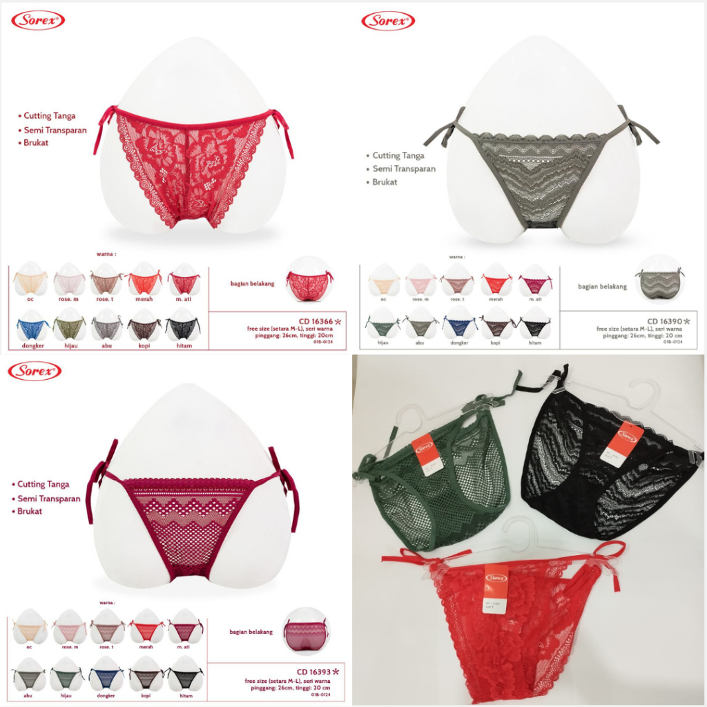 SOREX CD WANITA TALI SAMPING CELANA DALAM SEXY RENDA BROKAT FREE SIZE