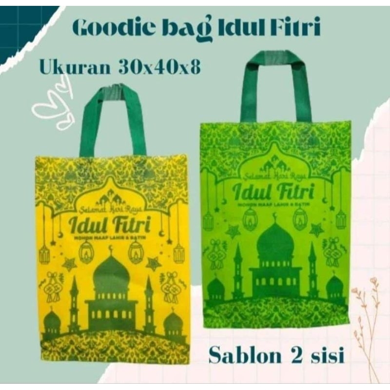 Tas Lebaran Sablon 2 Sisi 1 Lusin 30*40cm  //  Kresek Lebaran