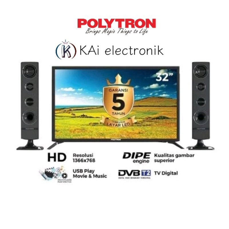 TV 32 inch polytron speaker tower 32TV1755/1855