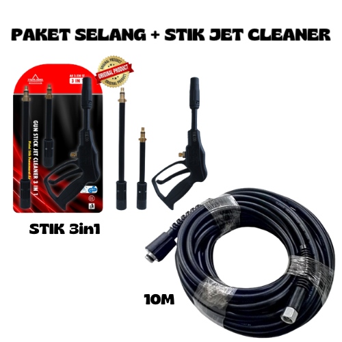 Paket 2 item selang jet cleaner dan stik gun 3in1 yukido water hose high presure