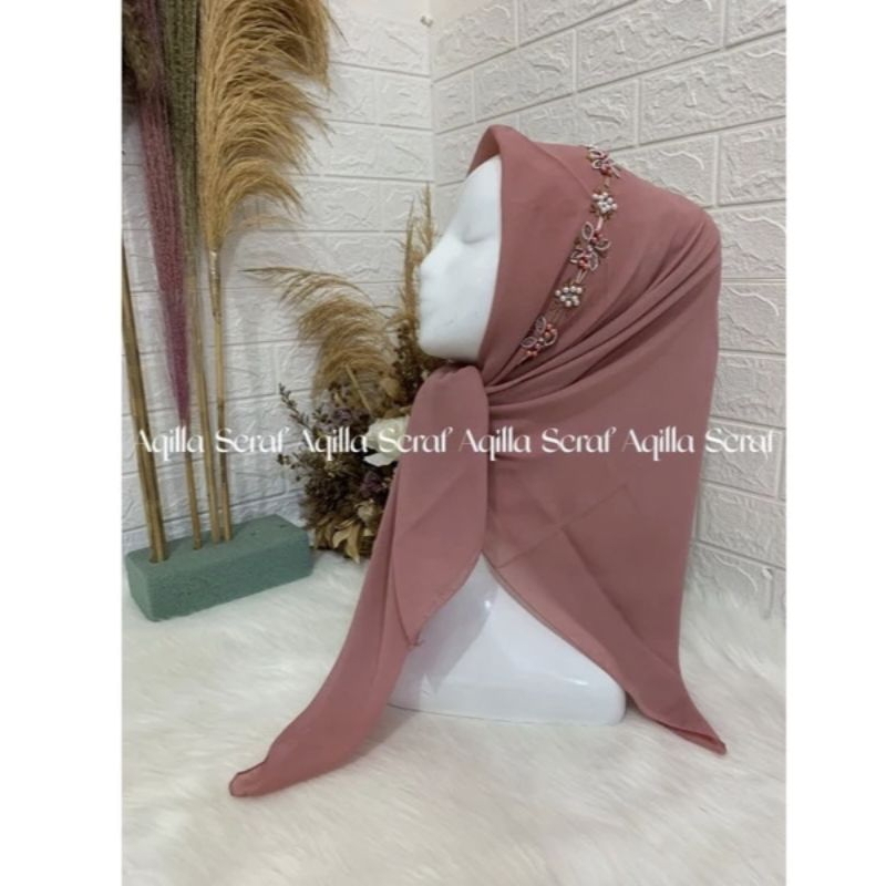 Hijab payet bando/bella square pesta/hijab payet mutiara/hijab kondangan pesta/segi empat bella squa