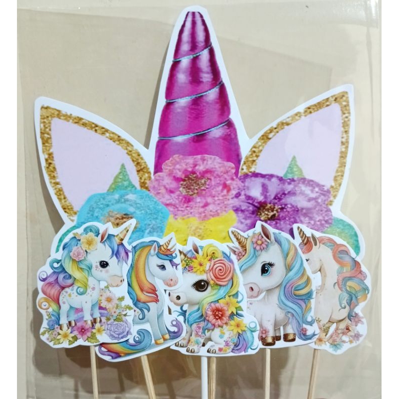 HIASAN KUE UNICORN / CAKE TOPPER UNICORN / ASESORIS KUE UNICORN / TOPER KUE UNICORN / DEKORASI KUE U