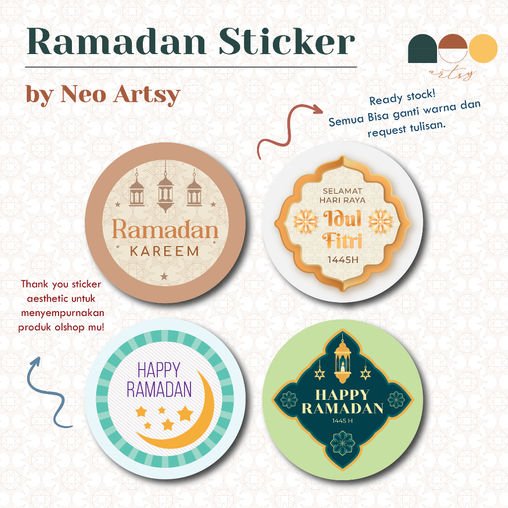 

Stiker Toples Ramadan Aestetik / Ramadan Sticker / Sticker Bulat Spesial Lebaran / Idul Fitri / Ramadan Hampers / Toples Makanan