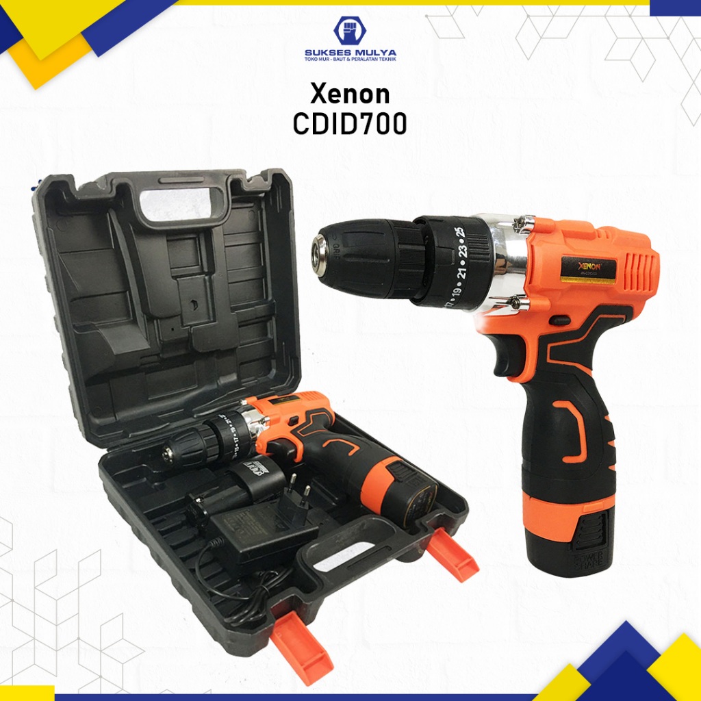 XENON CDID 700 MESIN BOR BETON CAS BATERAI CORDLESS IMPACT DRILL 14.4 V