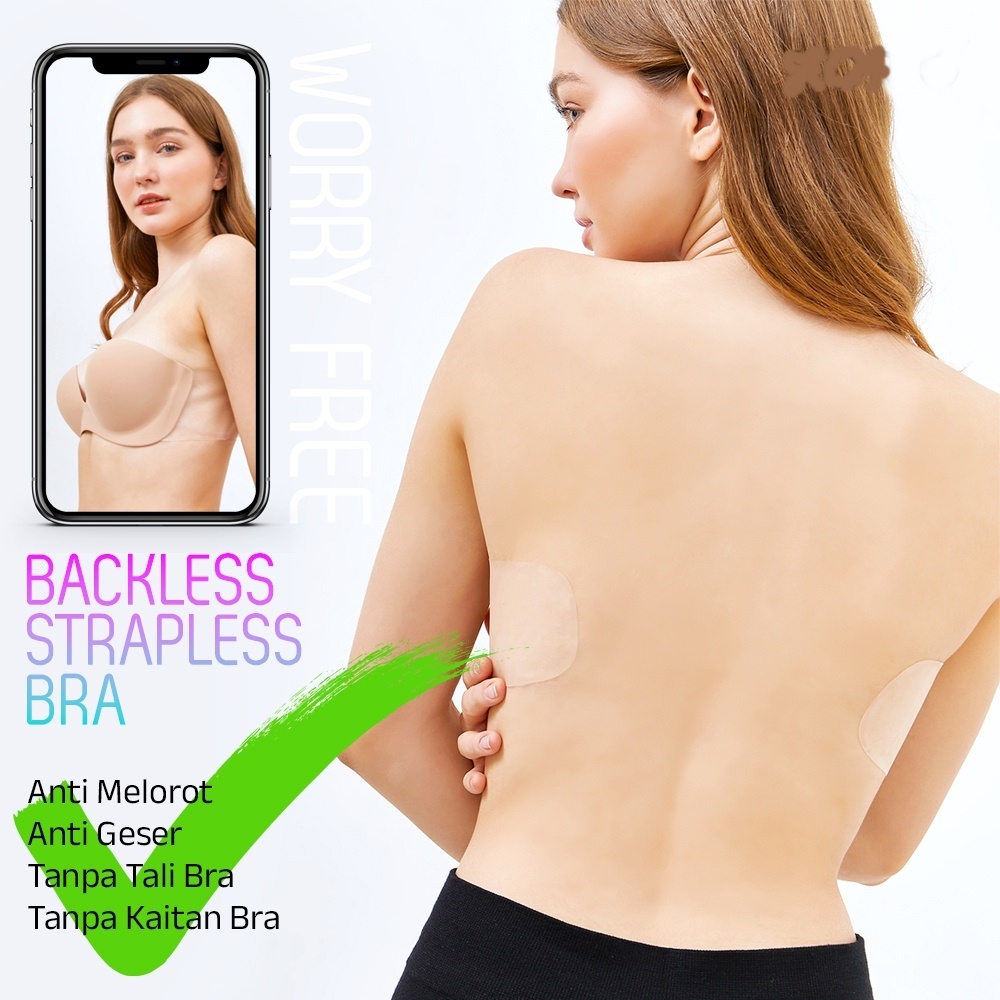 Backless Strapless Seamless Bra Push Up Lembut Tanpa Tali Bra Tempel Premium PUSH UP