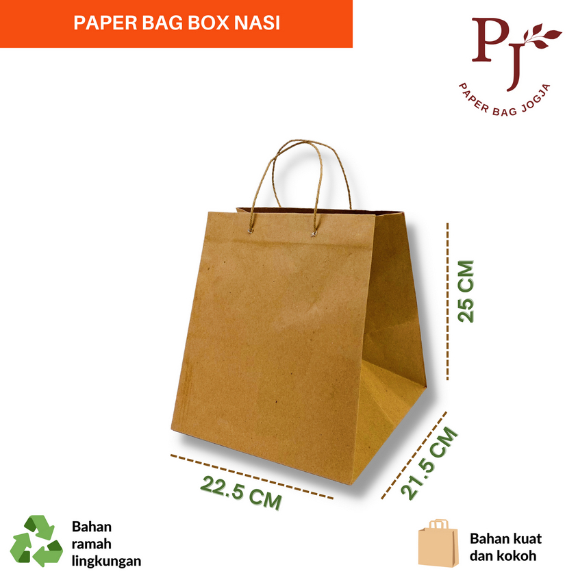 

Paperbag / Paper bag polos / Paperbag Nasi Box ukuran 22 x 21 x 25 cm