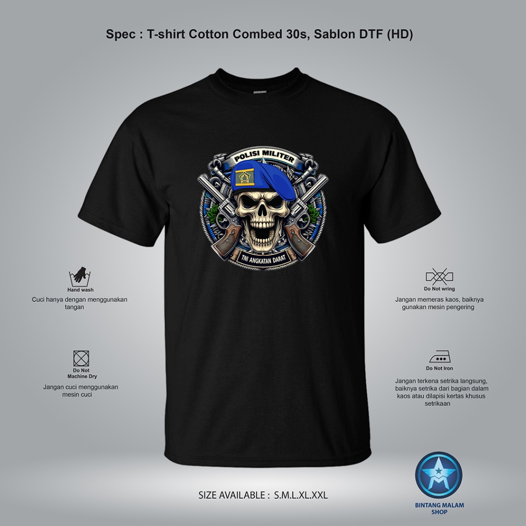 KAOS PM POLISI MILITER TNI AD AL AU COTTON COMBED 30S KUALITAS DISTRO