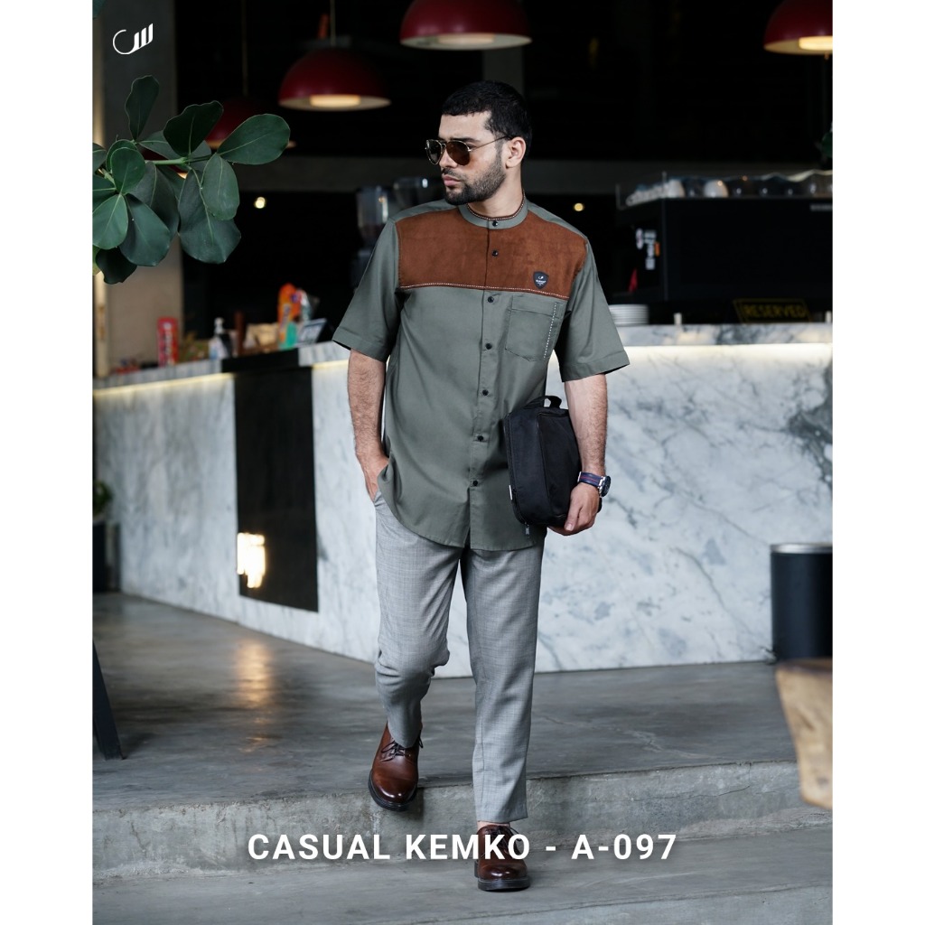 SAMASE Kemko Casual A097 / U121P Kemko Cut & Sew Lengan Pendek Pakaian Muslim Pria Dewasa Terbaru Sa