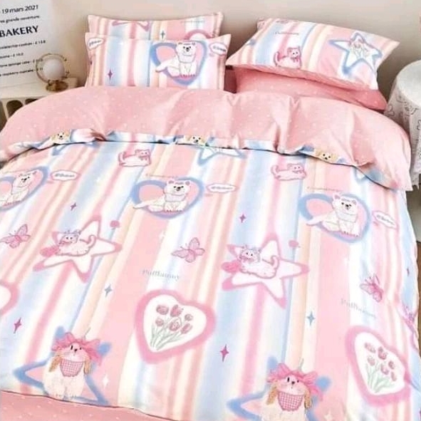 LIA SEPREI SET CUSTOM KATUN JEPANG ASLI MOTIF DOGGY KITTEN KUCING
