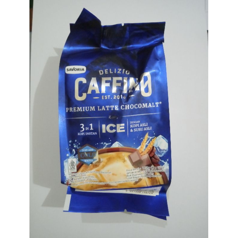 

kopi delizio caffino premium latte chocomalt ice per renceng isi 6 sachet